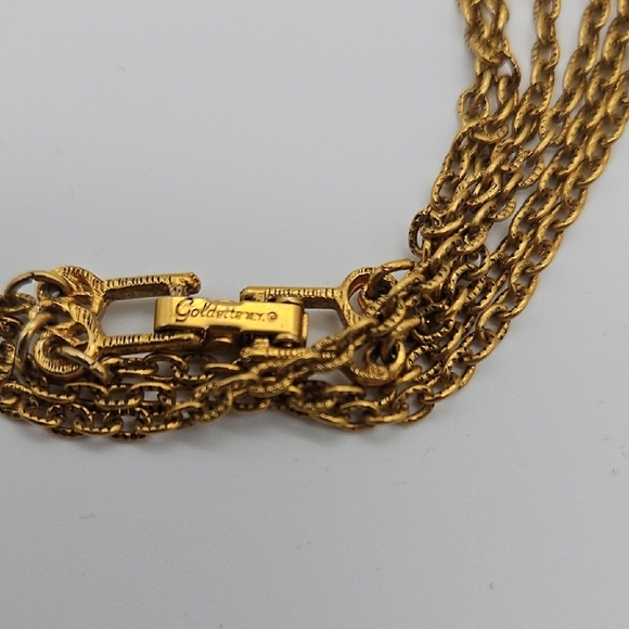 Elegant Gold Necklace with Navy Details - Picture 2 of 7